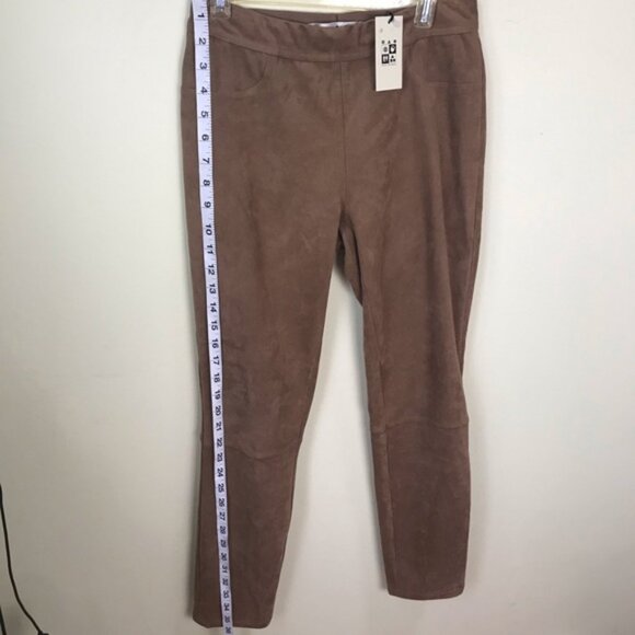 Max Studio NEW Faux Suede High Waist Pant Stretch Minimalist Neutral Leggings XS - Picture 10 of 15